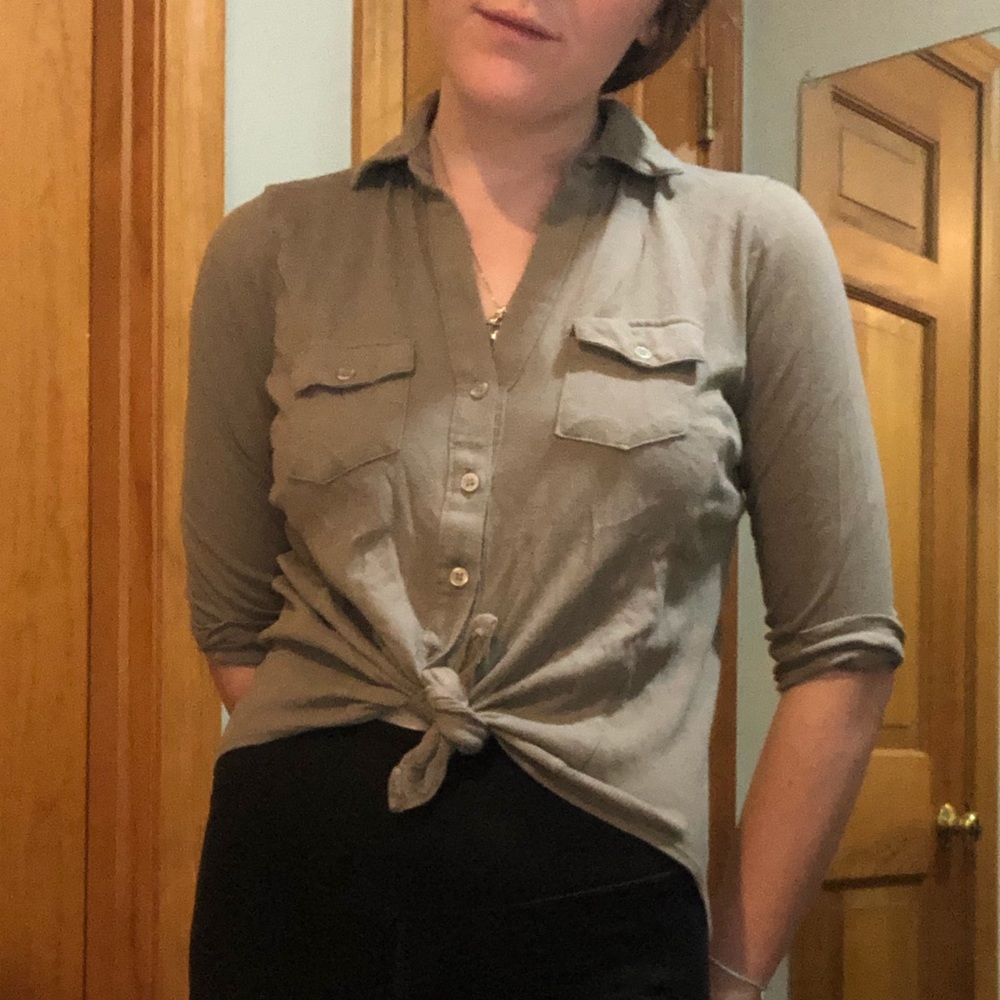 Active USA Army Green Button Up